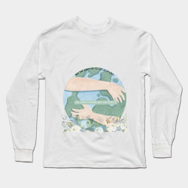 Embrace the Earth: Floral and Unity Design Long Sleeve T-Shirt by Lu's Hideaway
